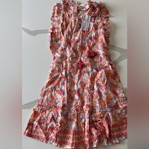 Poupette St. Barth Peach and Lavender Floral Sundress